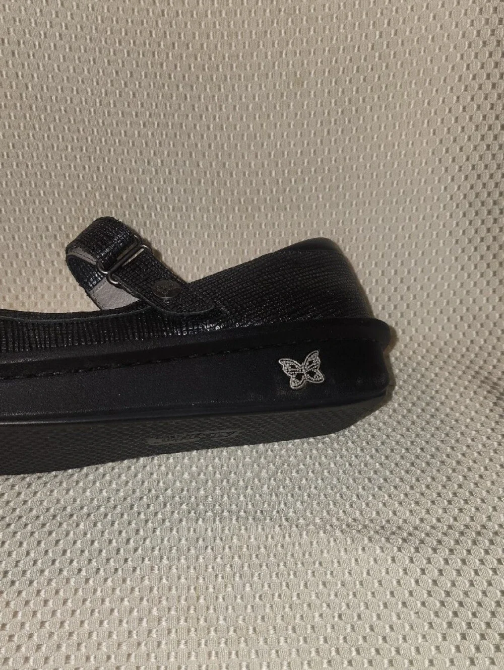 Alegria Black Textured Mary Jane Flats